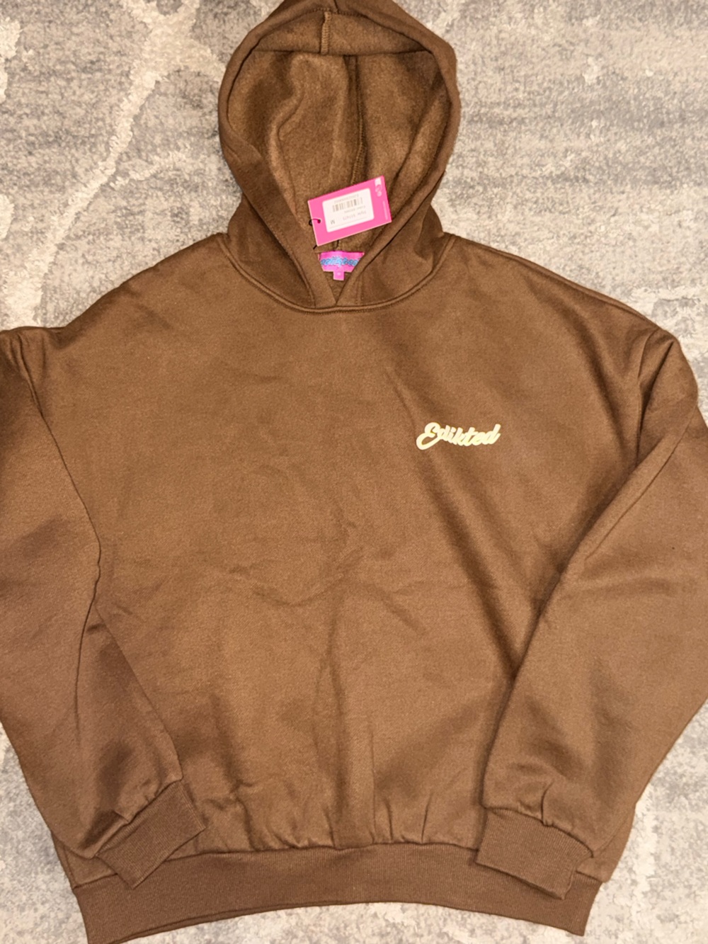 Edikted So Sporty Brown Graphic Hoodie M NWT